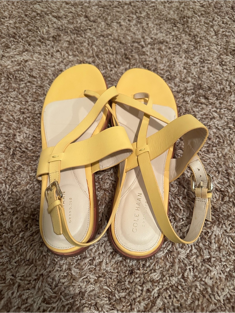 Cole Haan Grand 360 Yellow Leather Sandals
